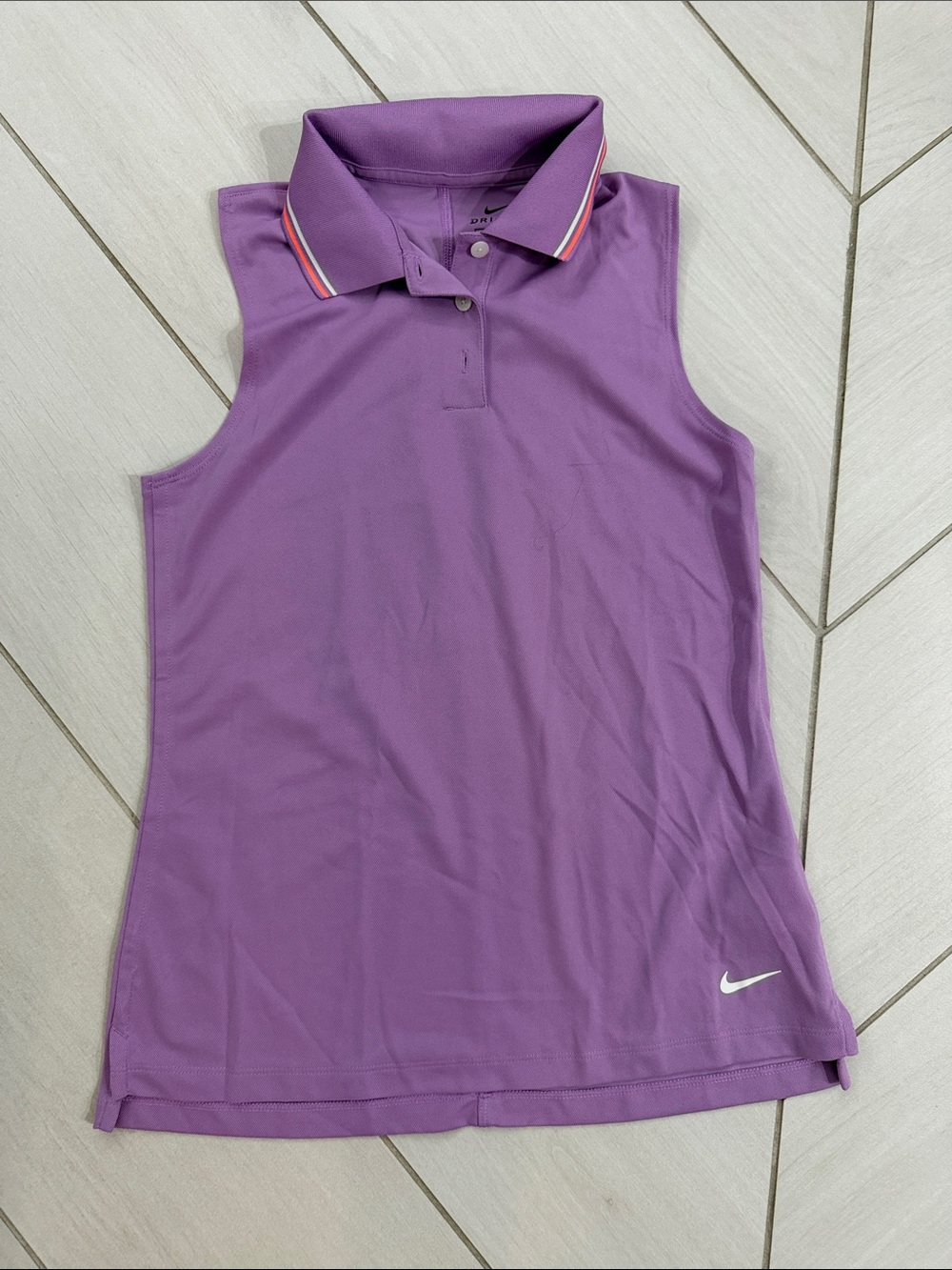 Nike Purple Sleeveless Polo Tank with Striped Collar